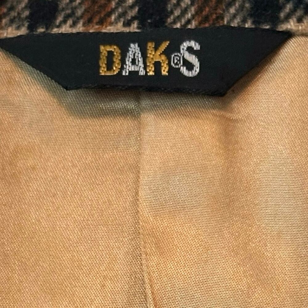 DAKS London Wool Check Men’s Blazer Brown Plaid Vintage Sport Coat 42R - Picture 6 of 9